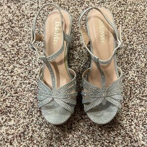 Silver Glitter Platform Wedges size 6.5